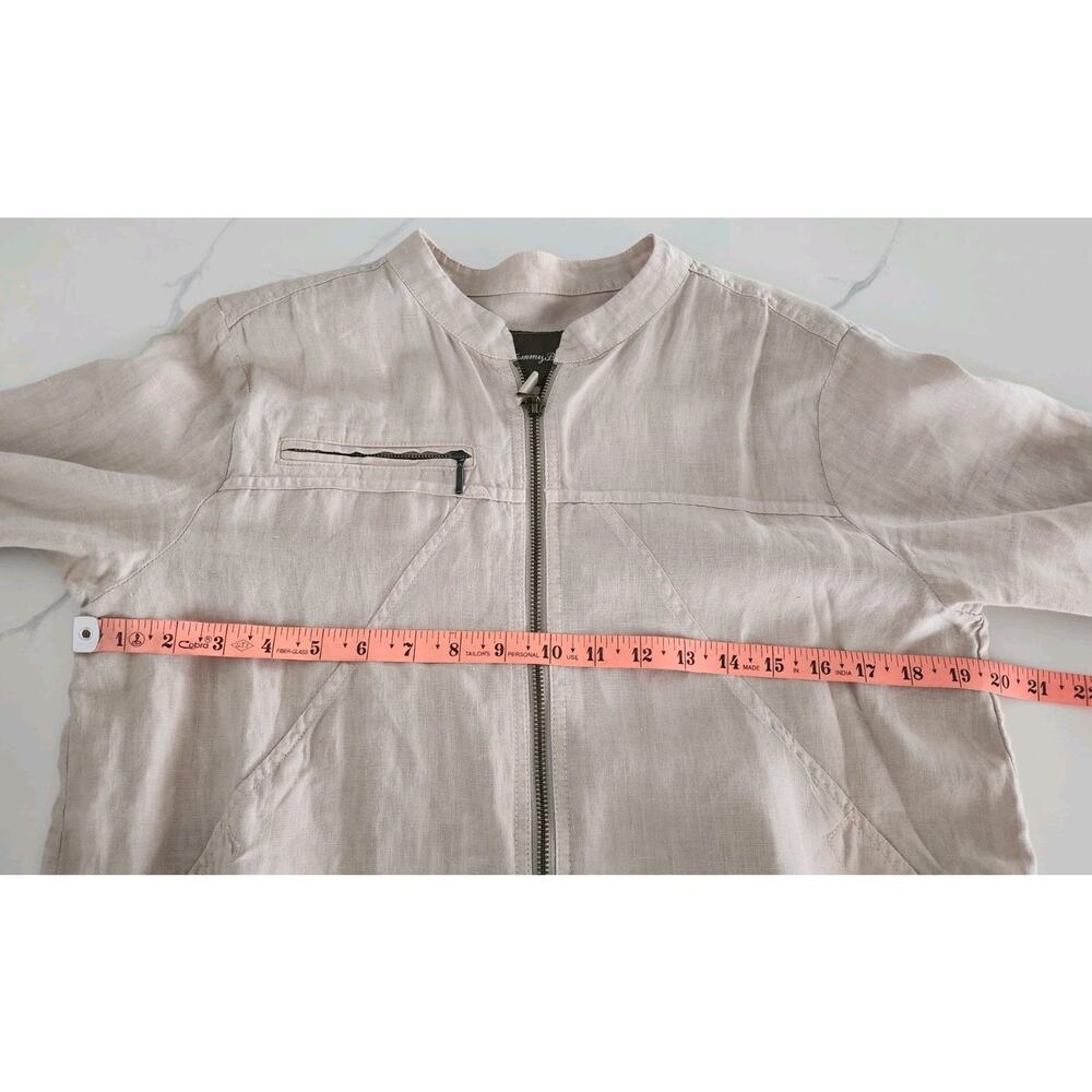 Tommy Bahama Two Palms Seamed Jacket Women Linen Tan Khaki Beige Full Zip Small - Picture 4 of 6